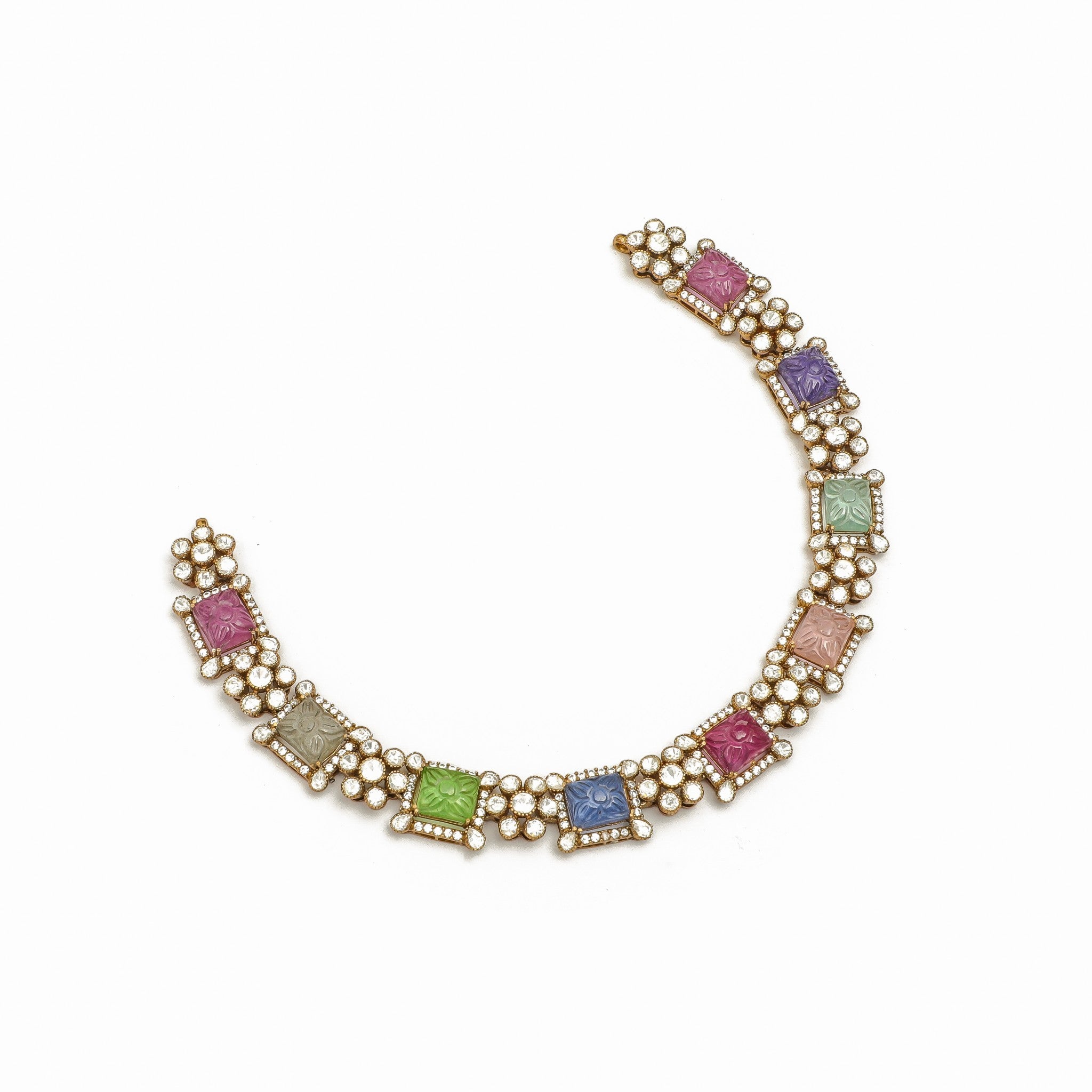 Navratna Carved Gemstone Choker