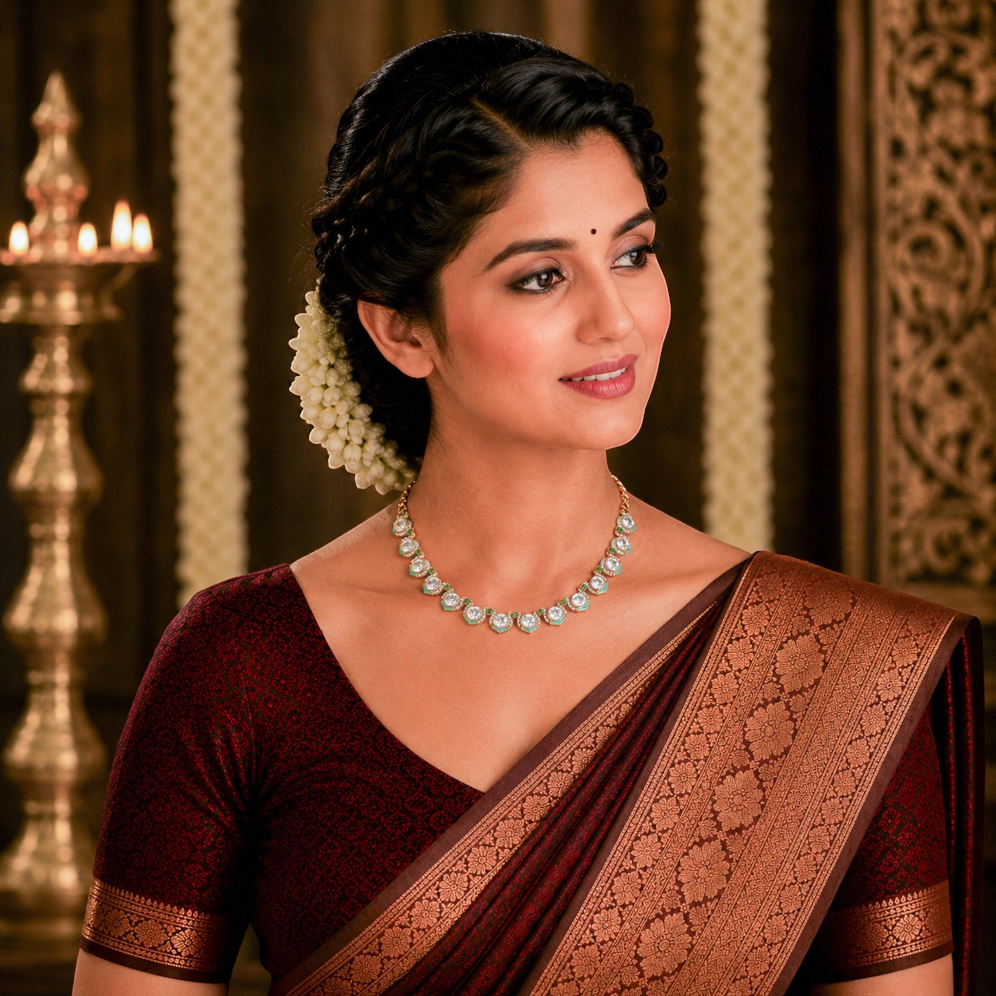 Chandrika Meenakari & Emerald Station Choker