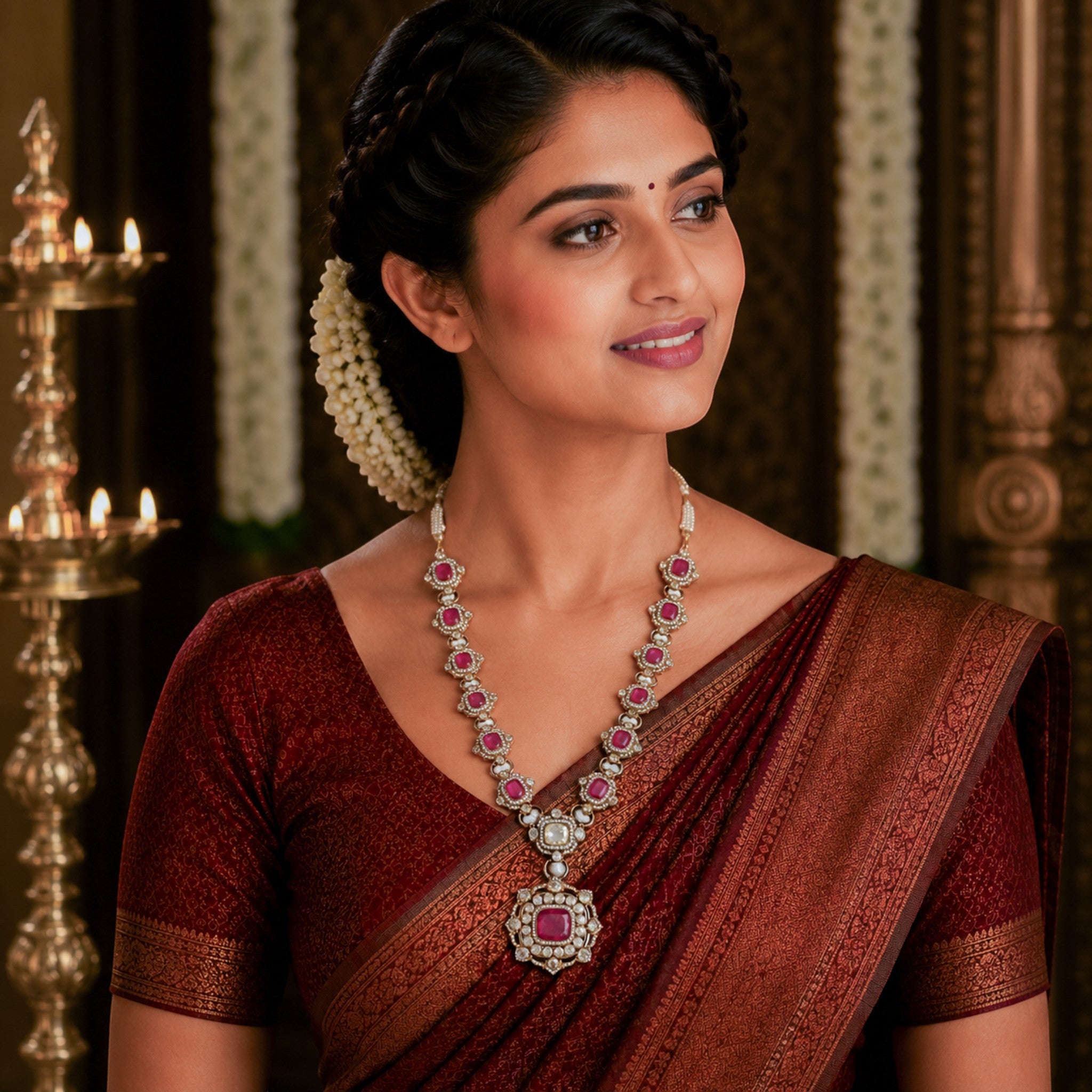 Ratnavali Ruby Cushion Statement Haar
