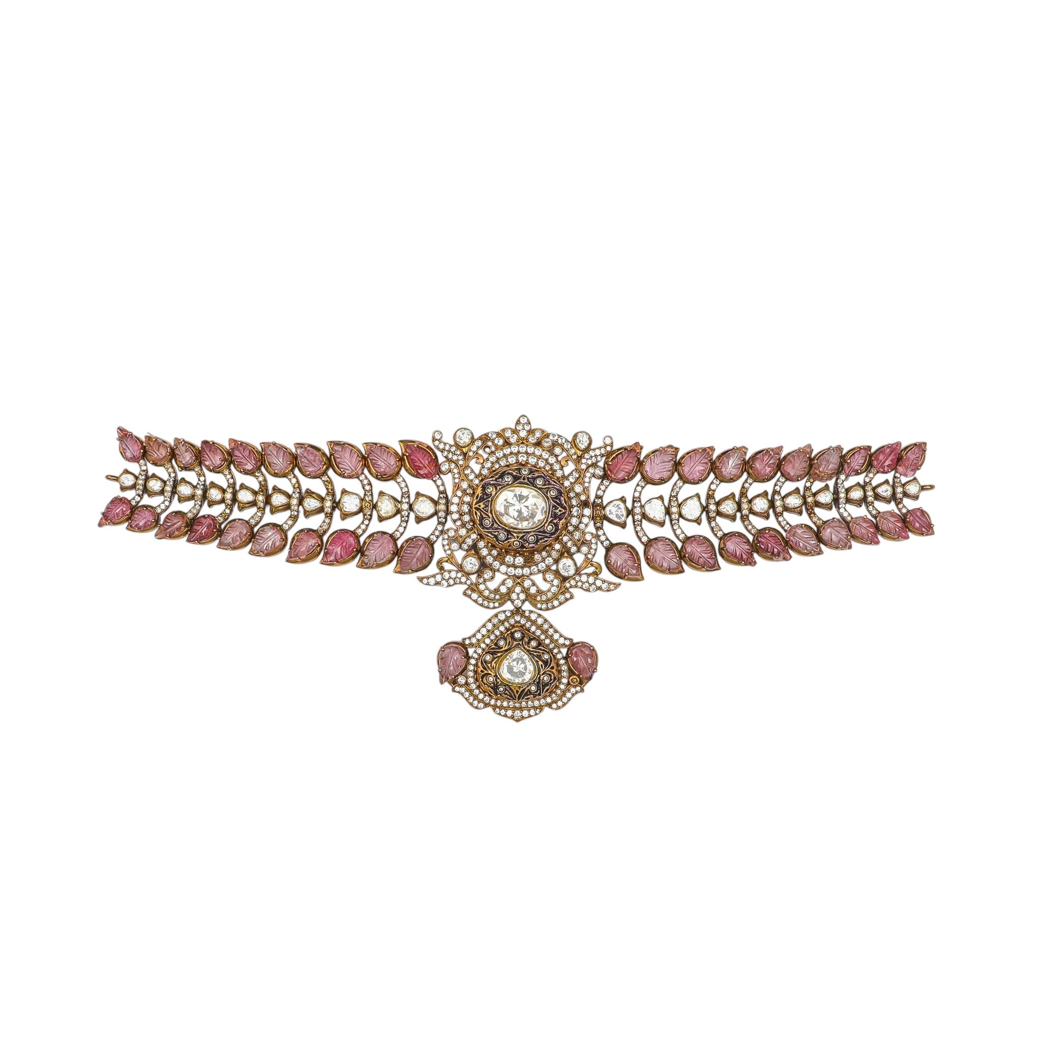 Gulzar Carved Tourmaline Leaf Choker