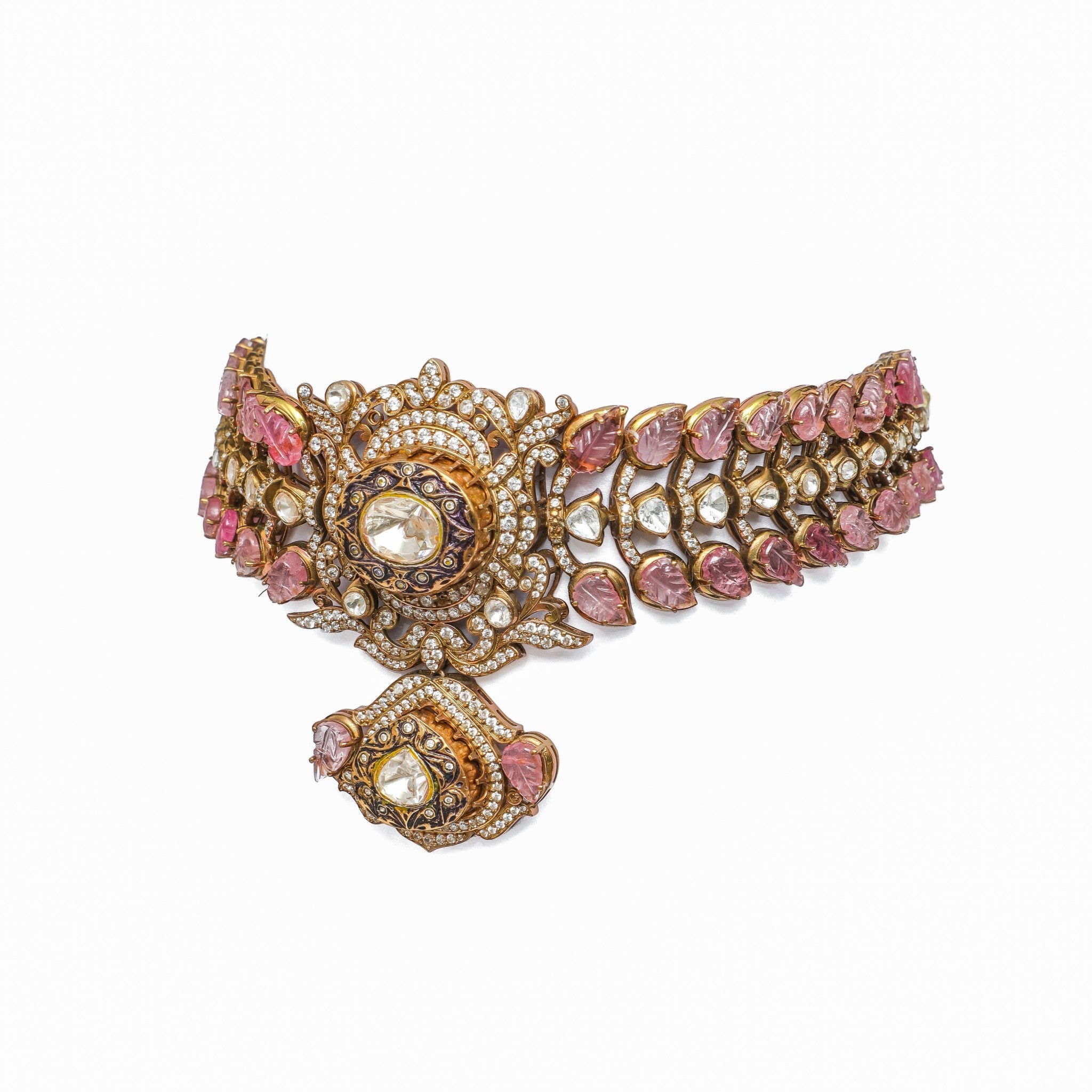Gulzar Carved Tourmaline Leaf Choker