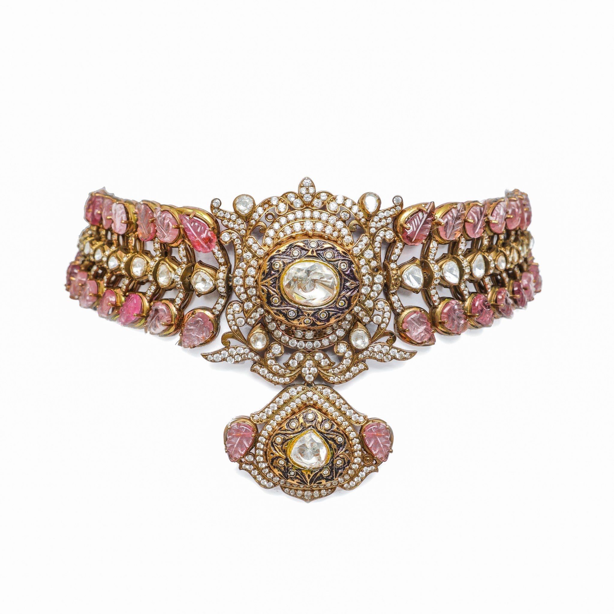 Gulzar Carved Tourmaline Leaf Choker