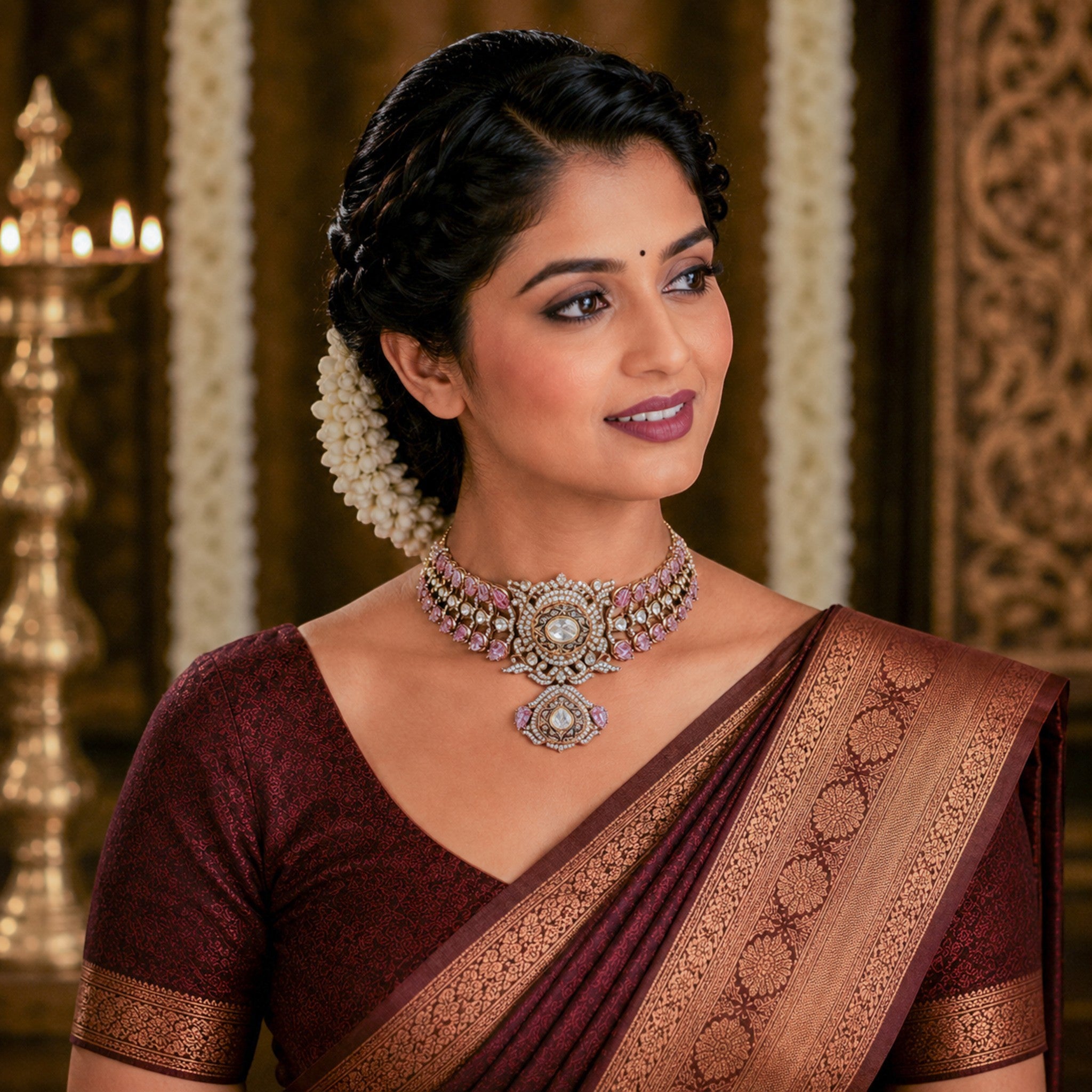 Gulzar Carved Tourmaline Leaf Choker
