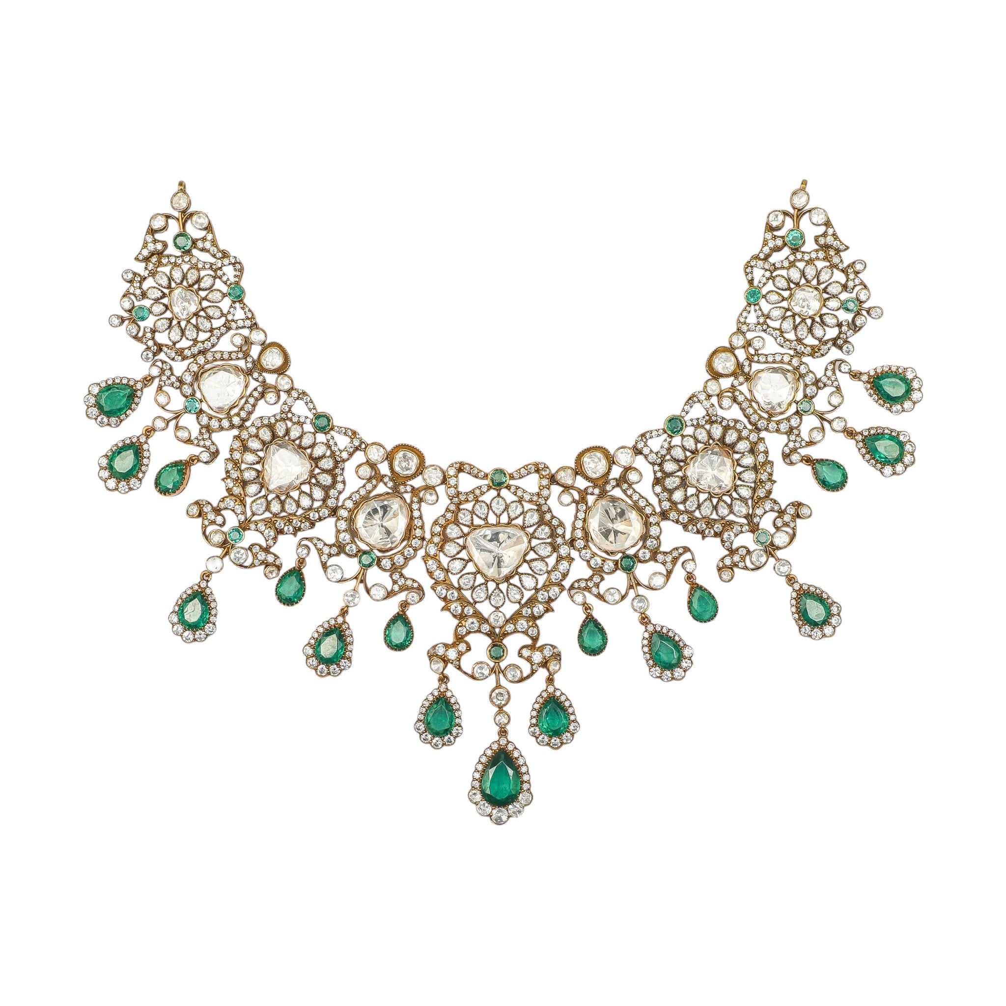 Mayura Emerald Floral Grand Collar