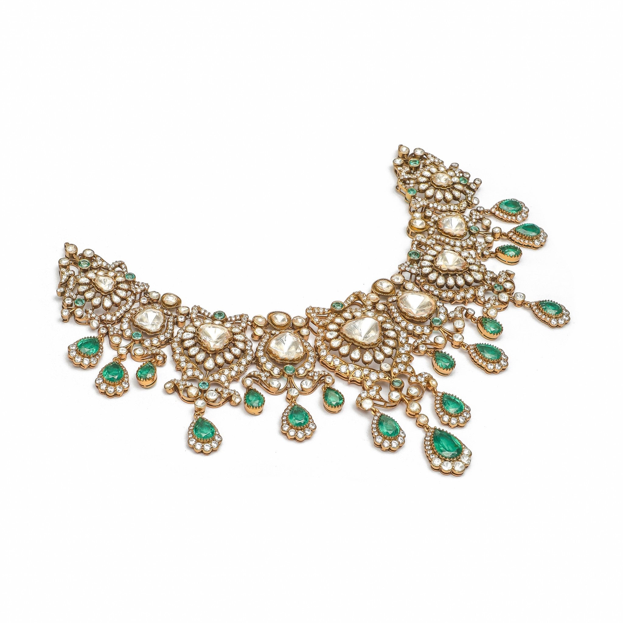 Mayura Emerald Floral Grand Collar