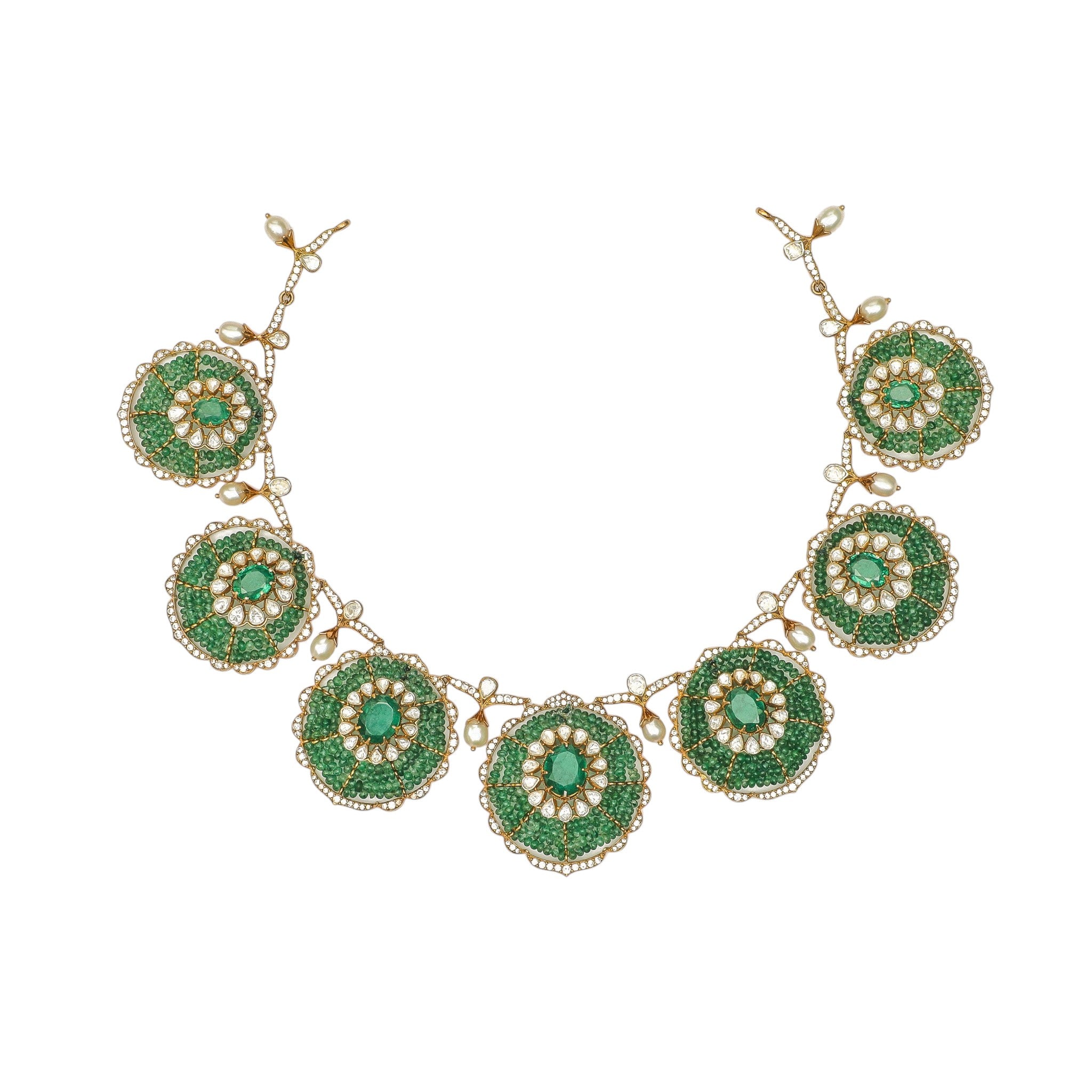 Tarini Emerald Cluster Mandala Choker