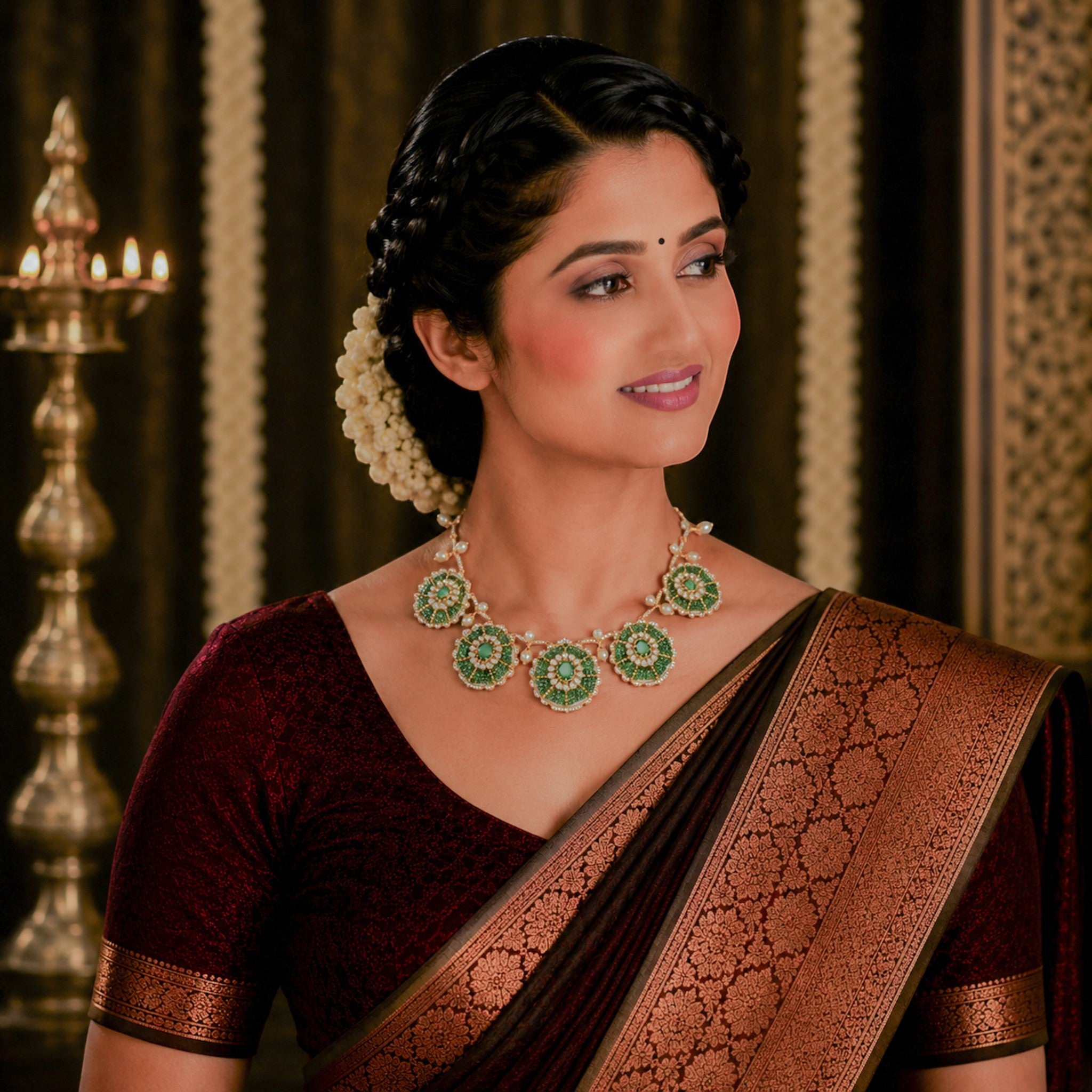 Tarini Emerald Cluster Mandala Choker
