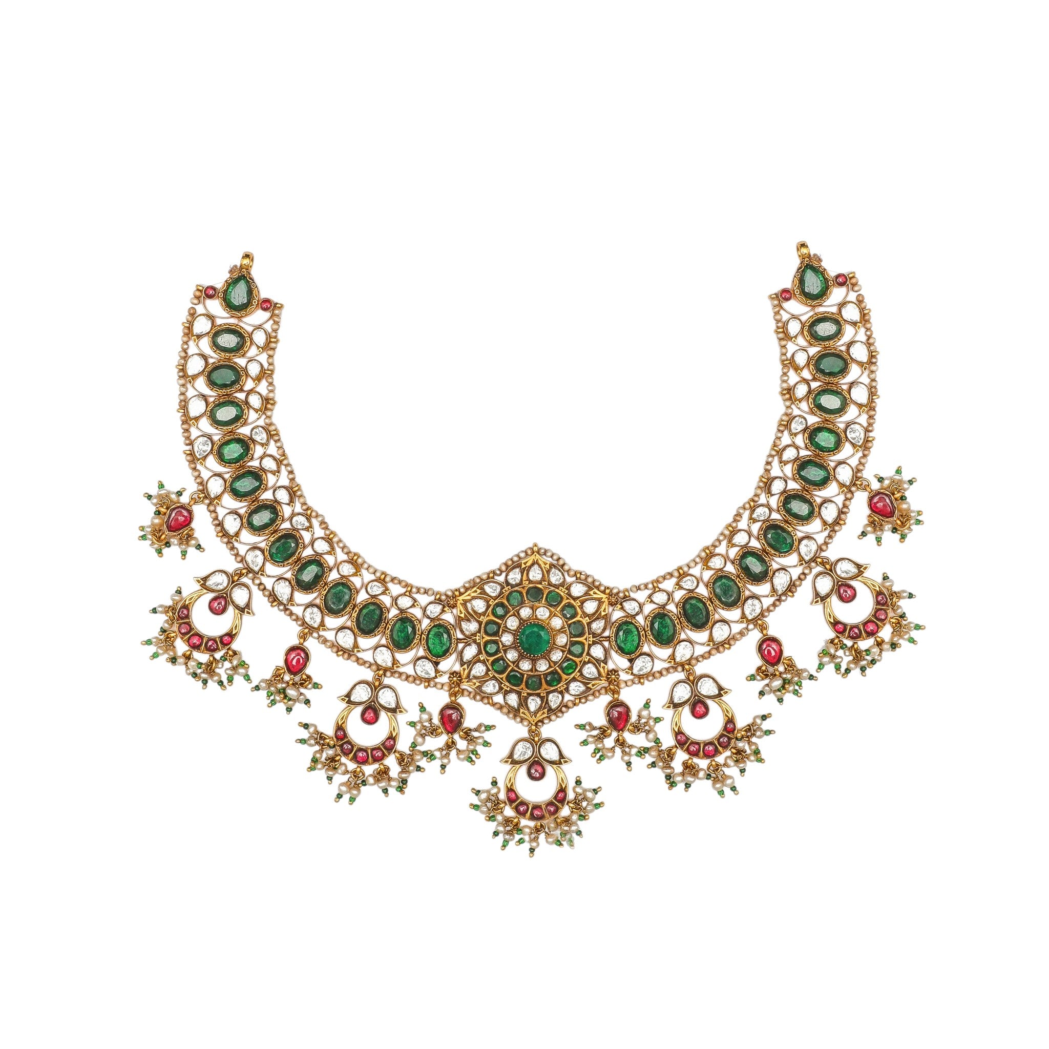 Yashasvi Emerald & Crescent Pearl Choker
