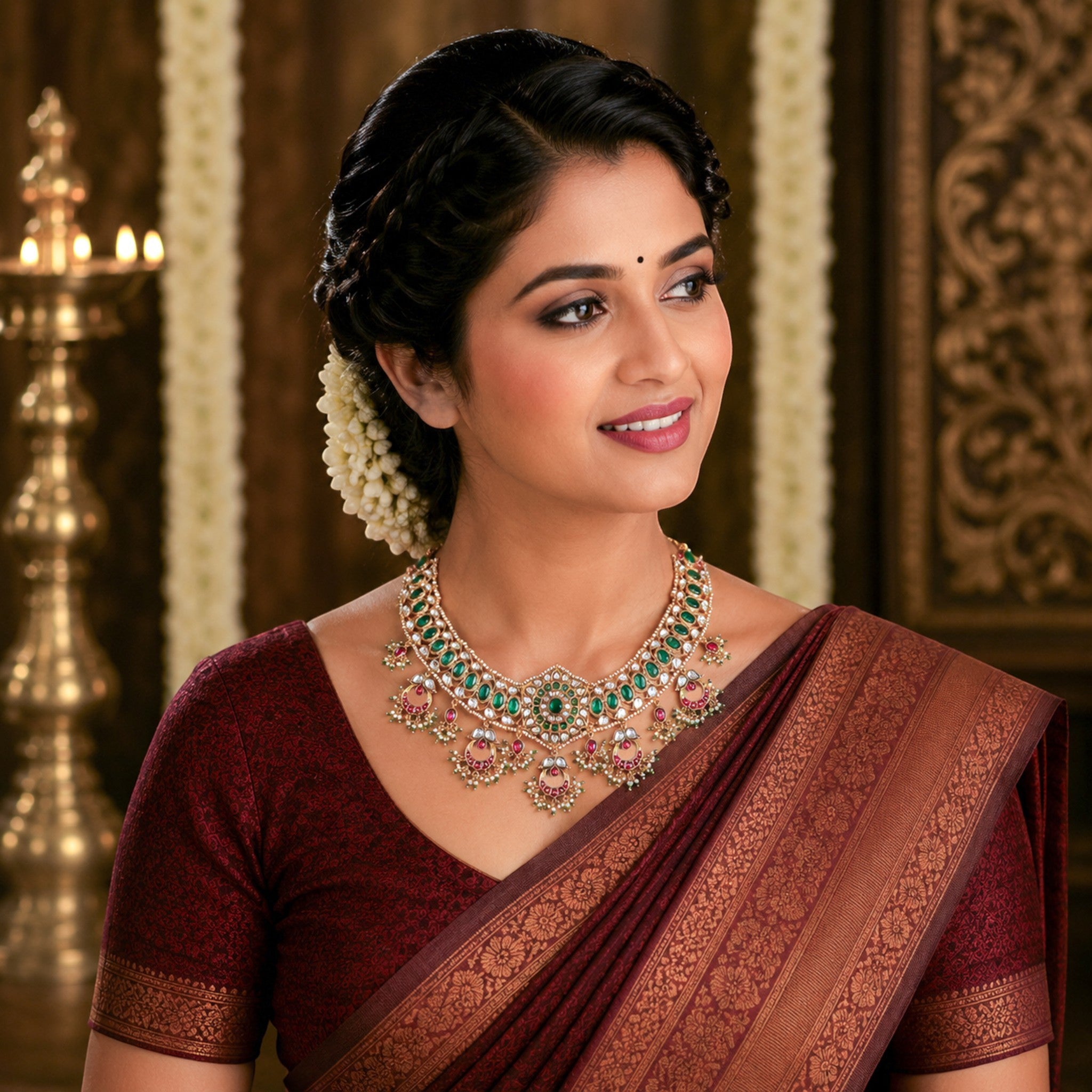 Yashasvi Emerald & Crescent Pearl Choker