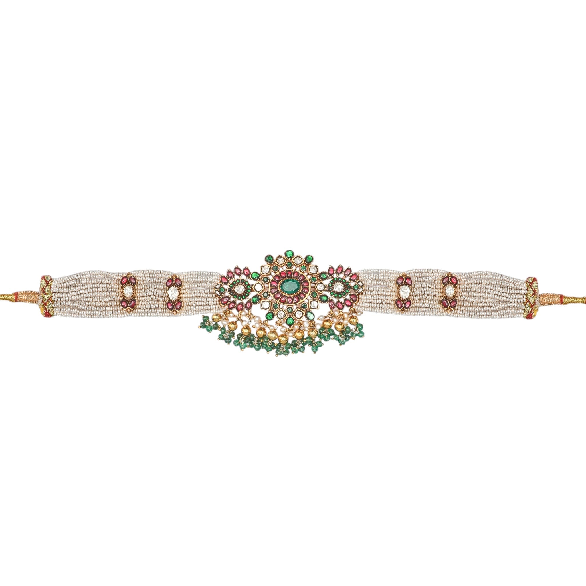 Padmini Heritage Ruby Emerald Pearl Choker