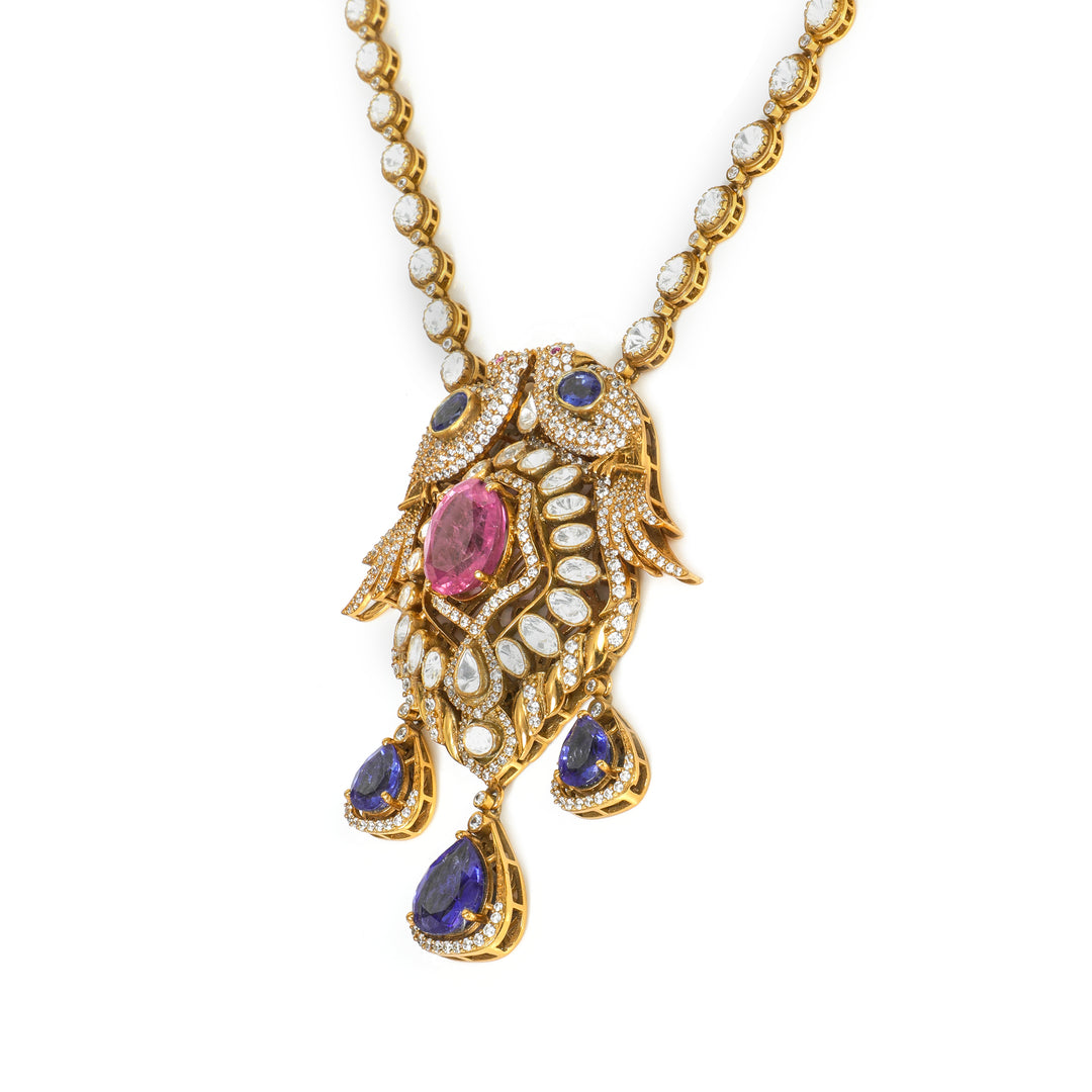 Rani Pink Mini Pendant: fine necklace with a small pink centre pendant and multicolour accents