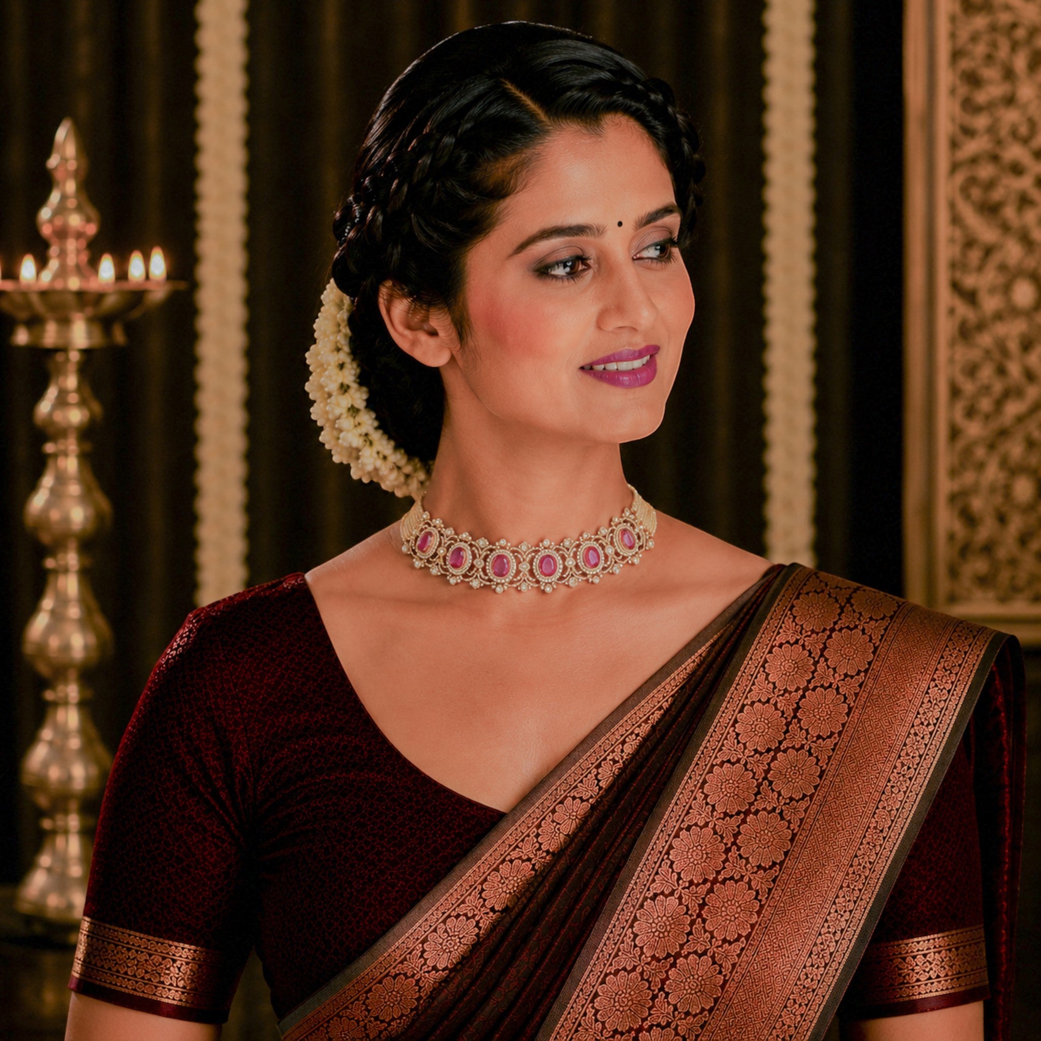 Ratnavali Ruby & Pearl Heritage Choker